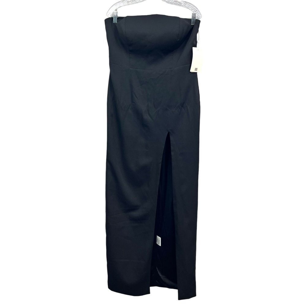 TS Couture Womens Strapless Gown Dress Lined Open Silt Front Black Sz 8*